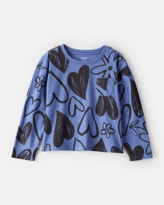 Girls Cheetah Stars Long-Sleeve Graphic Tee - Black