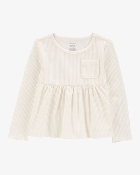Product image 1 of Toddler Ribbed Long-Sleeve Peplum Top