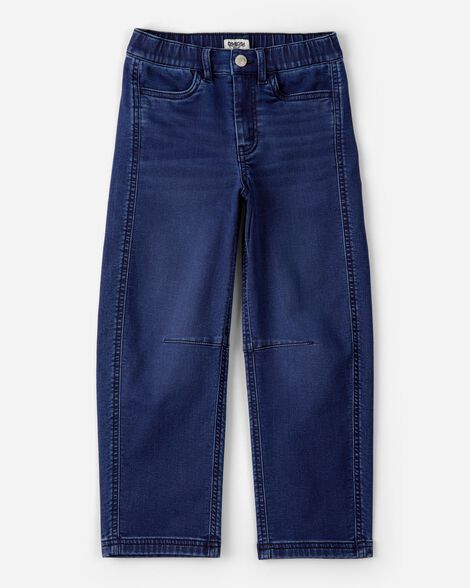 Girls Dark Wash Denim Barrel Jeans - Blue