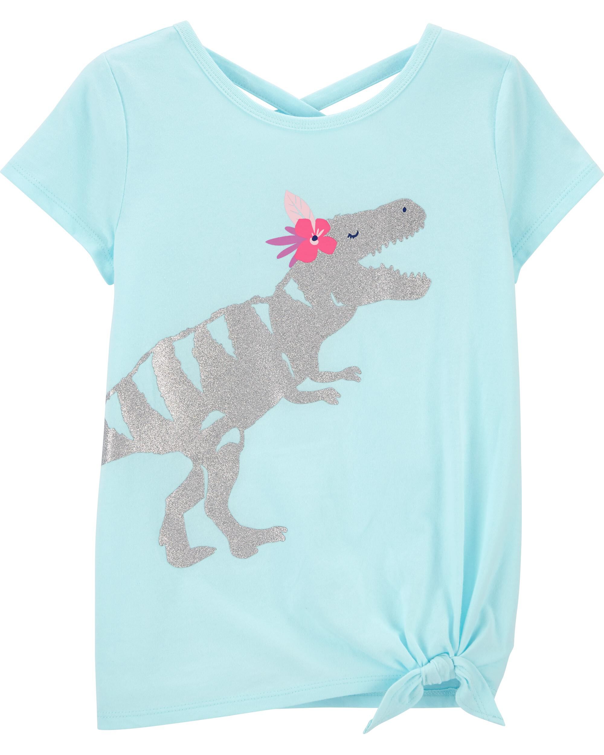*DOORBUSTER* Glitter Dinosaur Tie-Front Jersey Tee