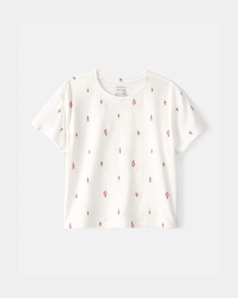 toddler girl ice cream relaxed top - ivory