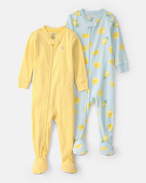 toddler 2-pack lemon snug fit 1-piece pajama - yellow/blue
