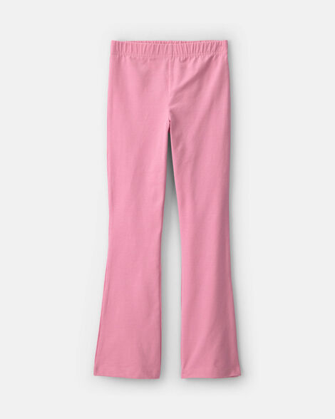 girls pull-on stretch flare leggings - pink