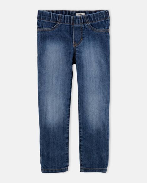 Girls Medium Wash Pull-On Skinny-Leg Jegging