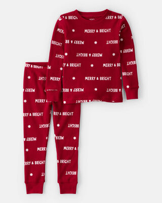 Product image 1 of Toddler Merry & Bright Christmas Cotton Long-Sleeve 2-Piece Pajamas - Red