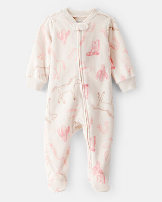Product image 1 of Baby Girl Cowgirl Print Loose Fit Long-Sleeve Sleep & Play - Cream