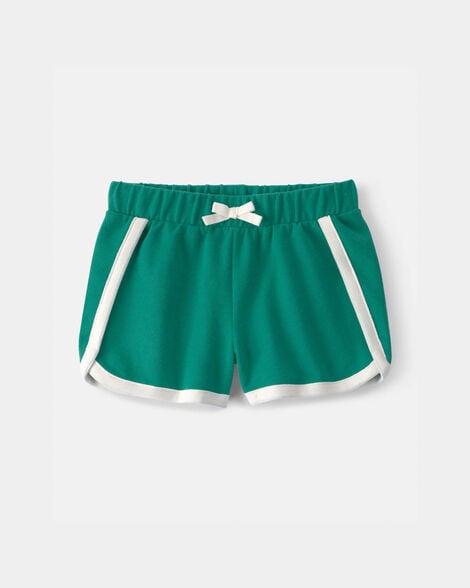 toddler girl french terry athletic shorts - green