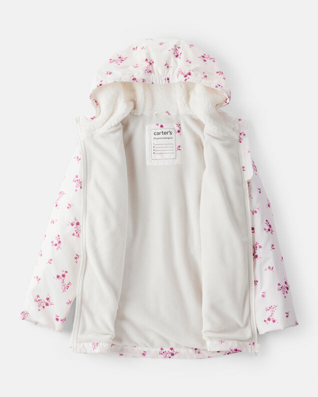 Product image 2 of Girls Floral Long-Sleeve Midweight Anorak Jacket - White