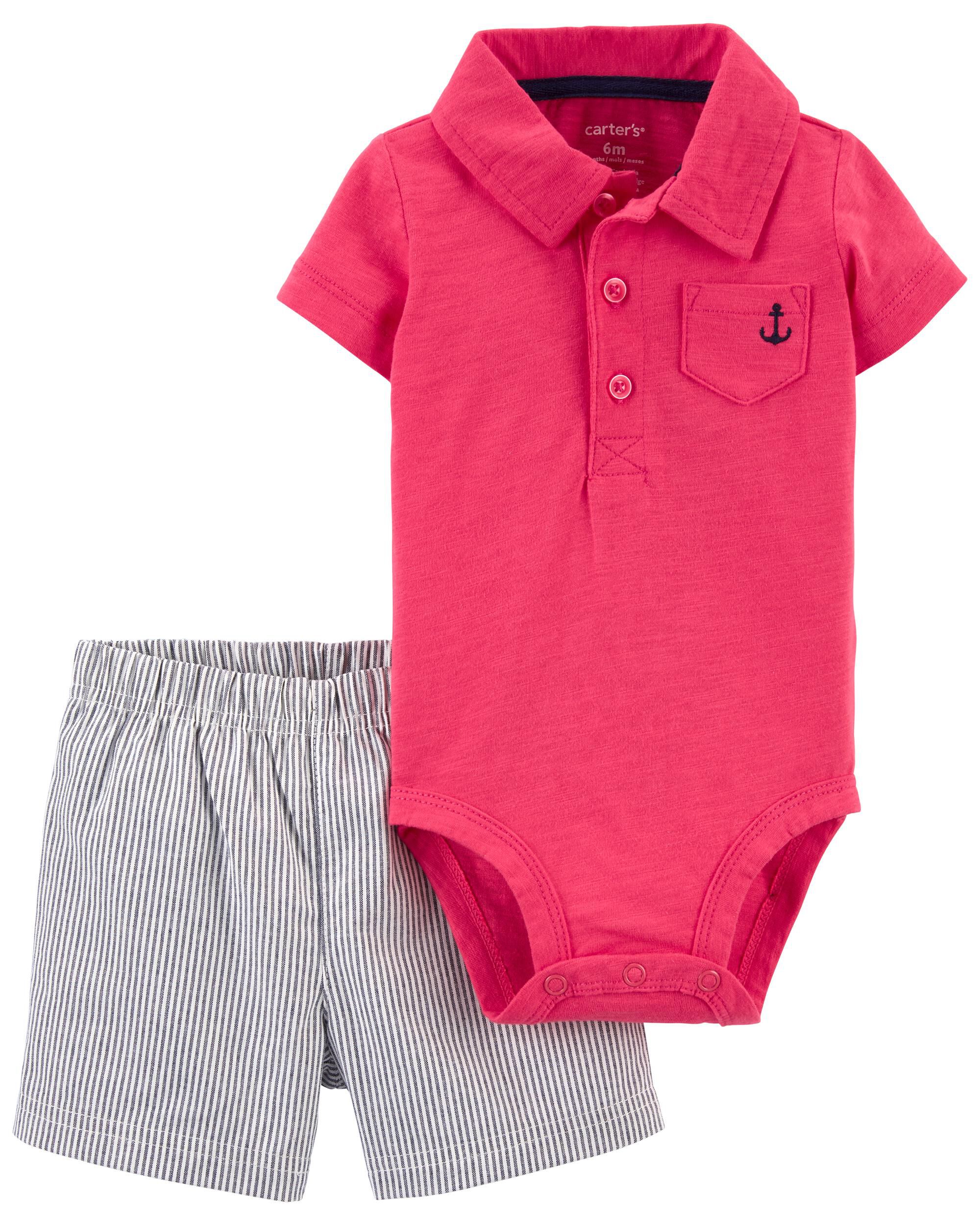 *CLEARANCE* 2-Piece Polo Bodysuit & Short Set