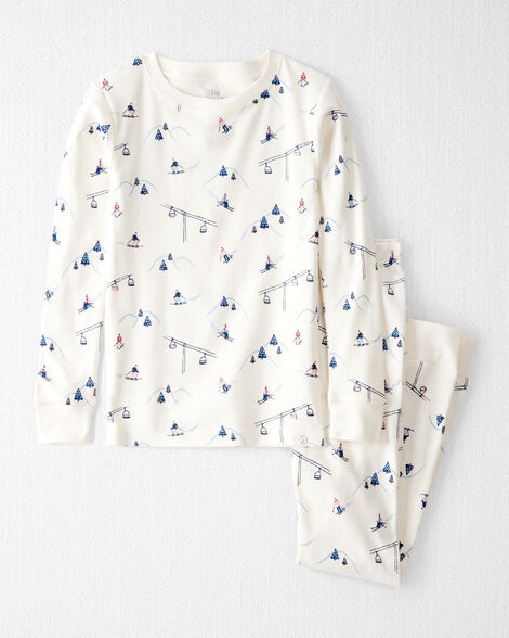 Kid Organic Cotton Pajamas in Snowy Slopes Print