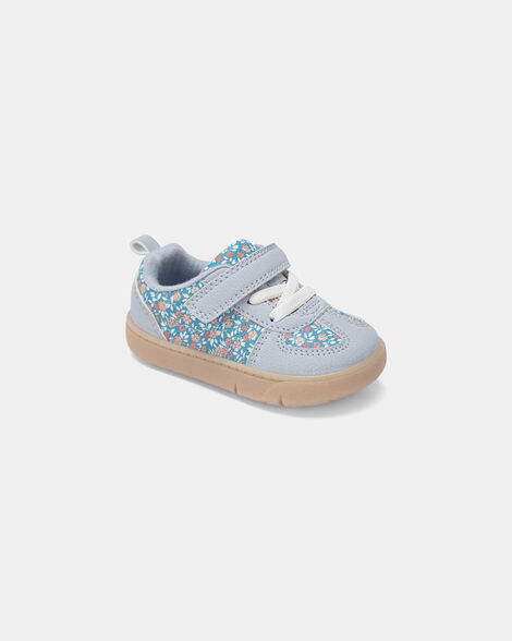 baby girl every step® first walker floral casual shoes - blue