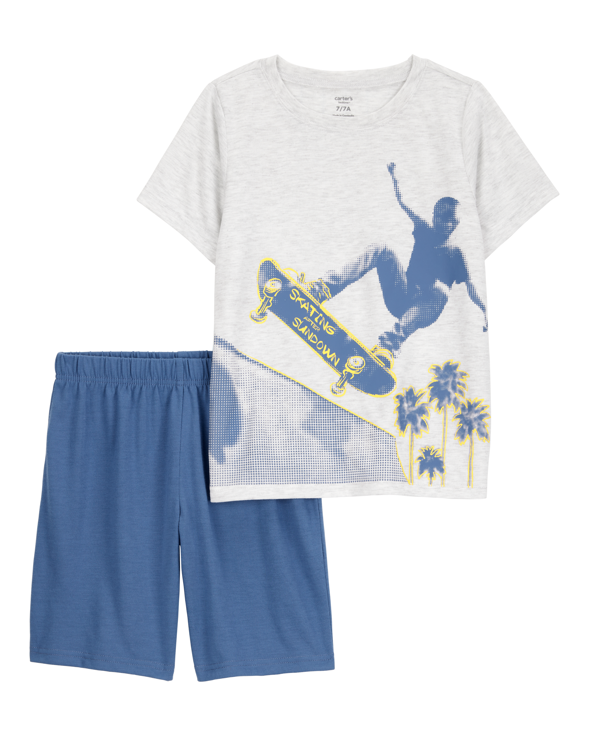 Boys Skateboard Print Loose Fit 2-Piece Pajamas