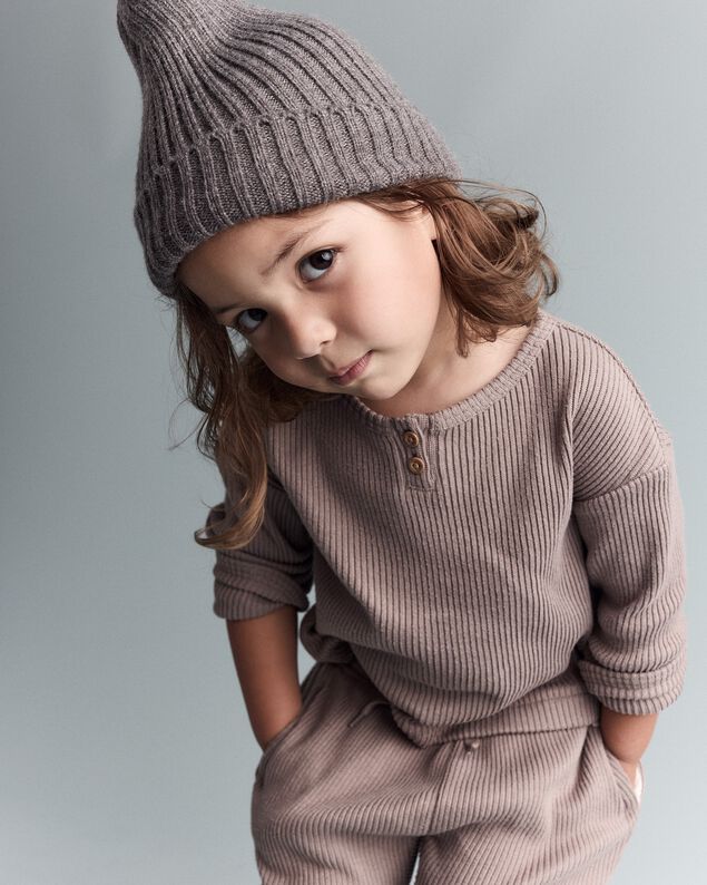 Product image 1 of Toddler Long-Sleeve Relaxed Henley Tee - Brown