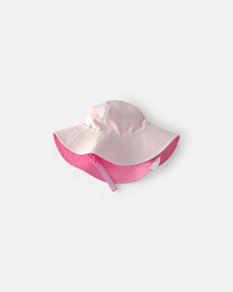 baby girl reversible swim hat - pink/white