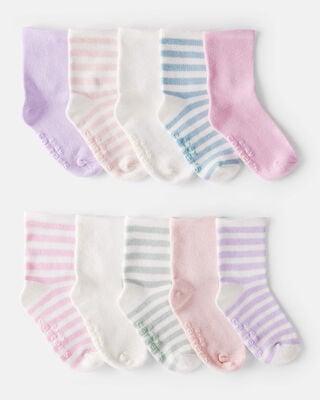 Product image 1 of Toddler Girl 10-Pack Striped Crew Socks