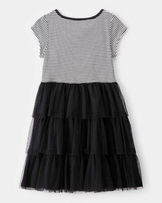 Product image 2 of Kid Halloween Striped Tiered Tulle Dress - Black