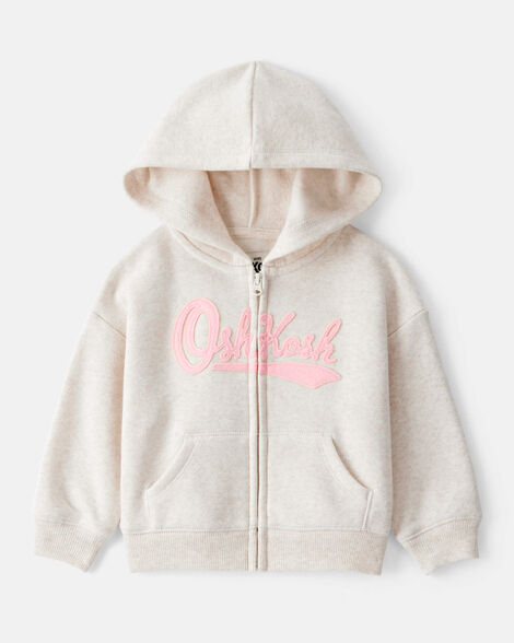 Product image 1 of Baby OshKosh Fleece Logo Zip Jacket - Oatmeal