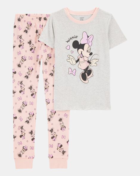 kid minnie mouse snug fit cotton 2-piece pajamas