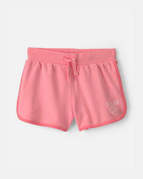 girls 'no plans' french terry shorts - pink