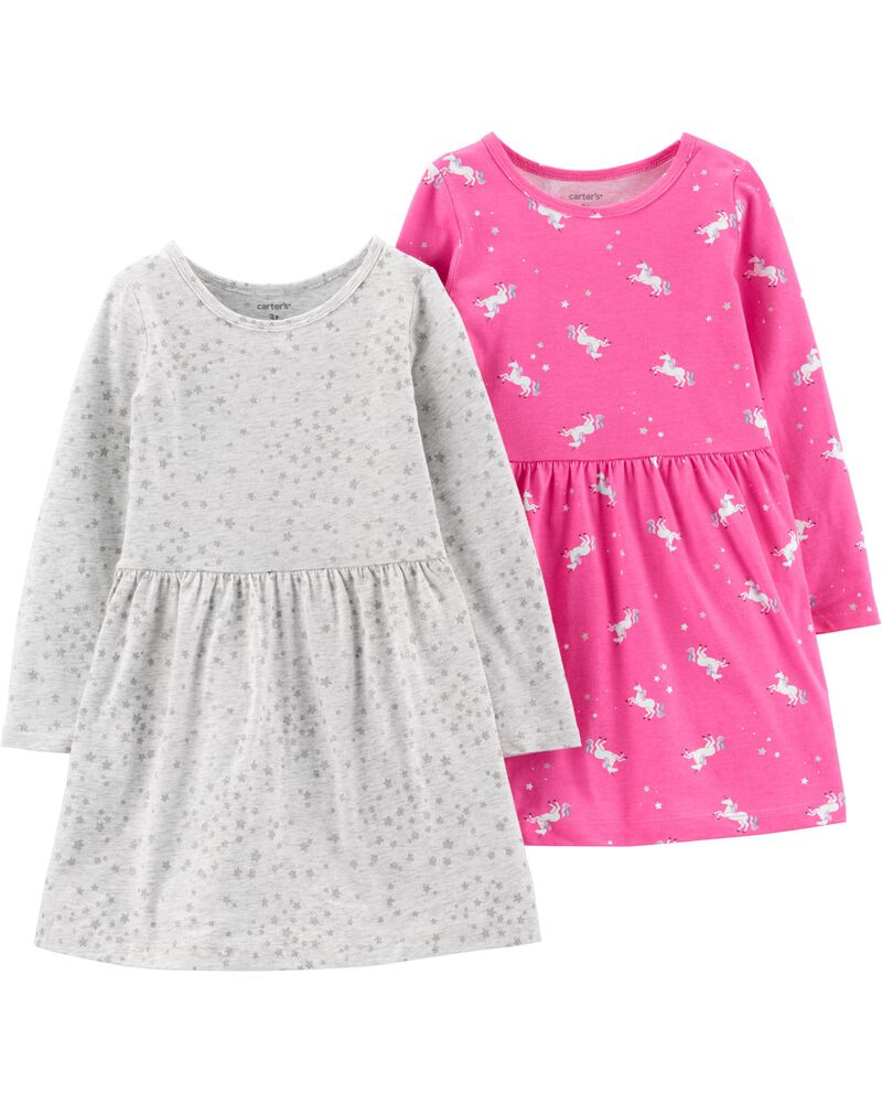 2 Pack Unicorns Stars Jersey Dresses Carters Com