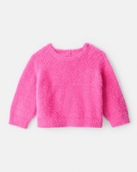 baby girl brushed sweater - pink