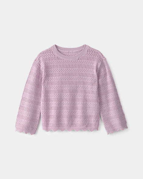 Toddler Girl Scalloped Sweater - Purple