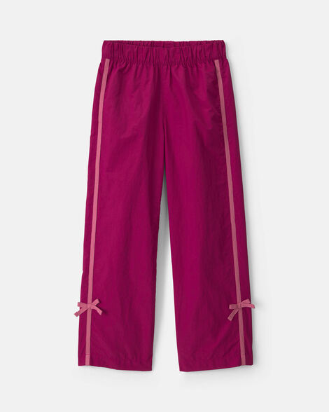 girls nylon track pants - burgundy