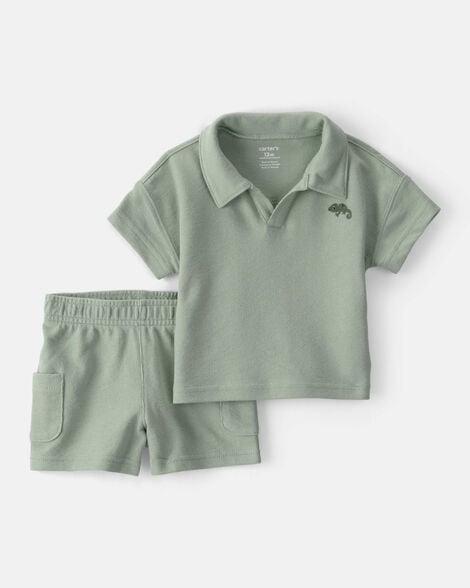 baby boy 2-piece top & short set - green