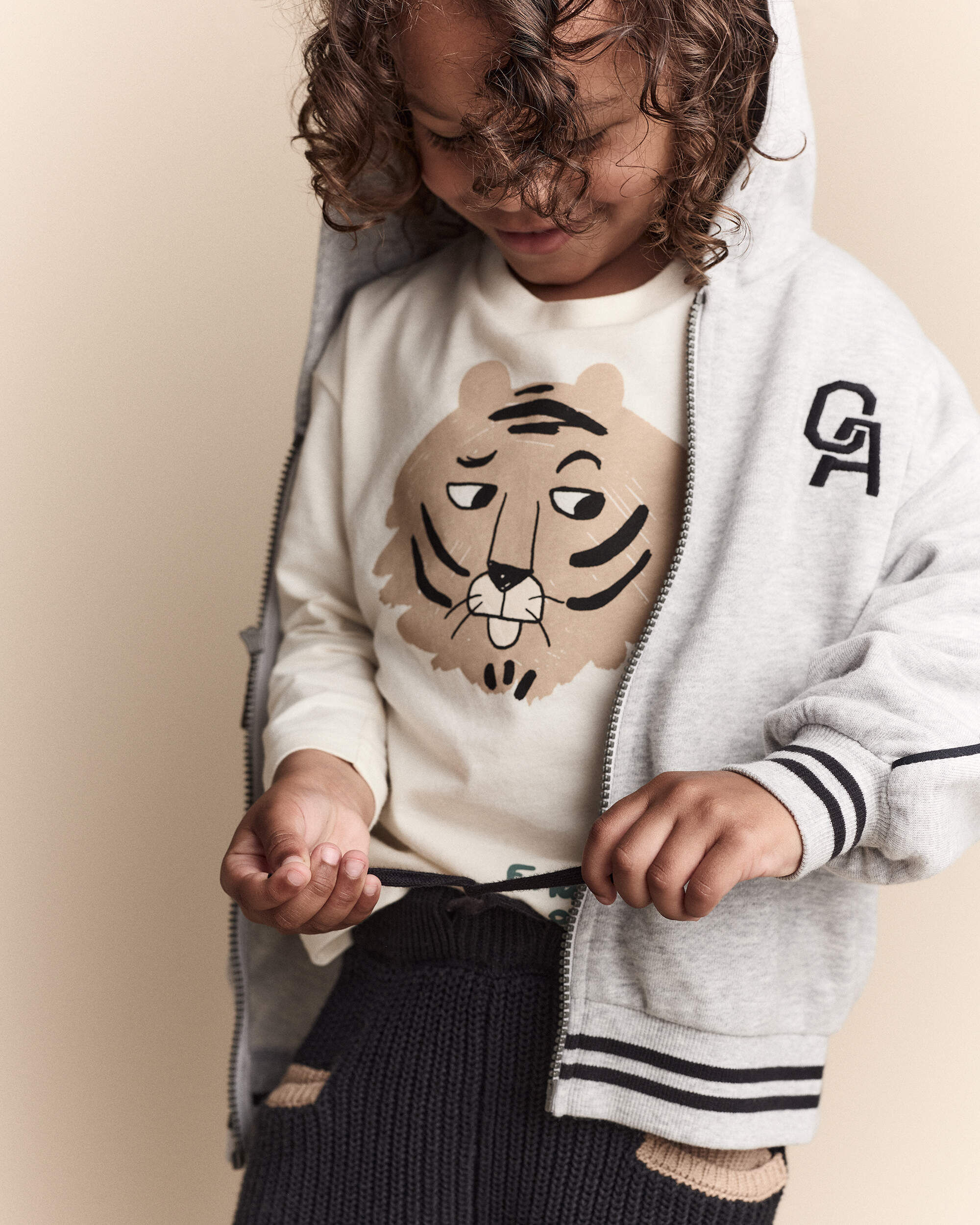 Toddler Boy Zip-Up Hoodie - Heather Grey
