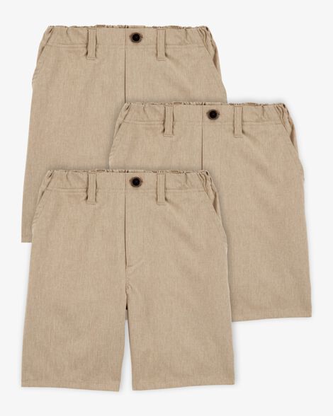  Product image 1 of Kid 3-Pack Active Pull-On Uniform Shorts - Khaki