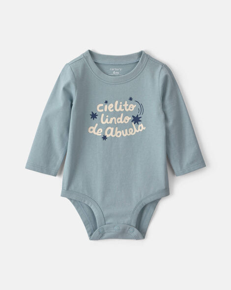 baby 'cielito lindo de abuela' long-sleeve graphic bodysuit - blue