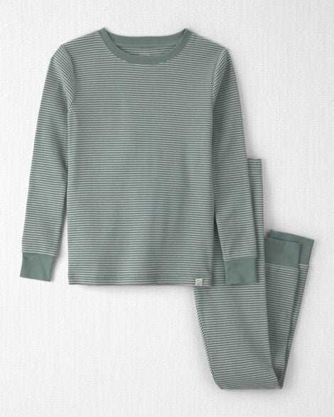 Kids 2-Piece Organic Cotton Ribbed Pajamas in Stripes