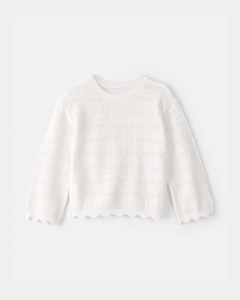 Toddler Girl Scalloped Sweater - Ivory