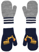 Grey - Toddler 2-Pack Construction Gripper Mittens, Selected