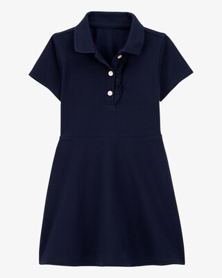 Product image 1 of Toddler Pique Short-Sleeve Uniform Dress - Navy