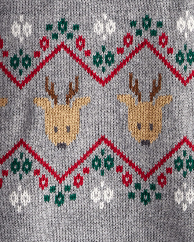 Product image 2 of Baby Boy Fair Isle Long-Sleeve Jumpsuit - Grey