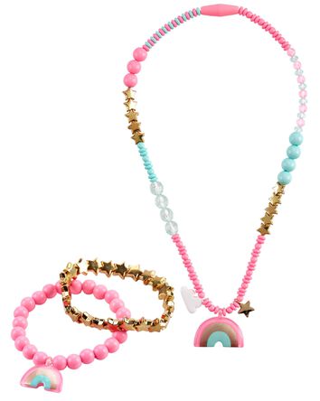 3-Piece Rainbow Necklace & Bracelets Set