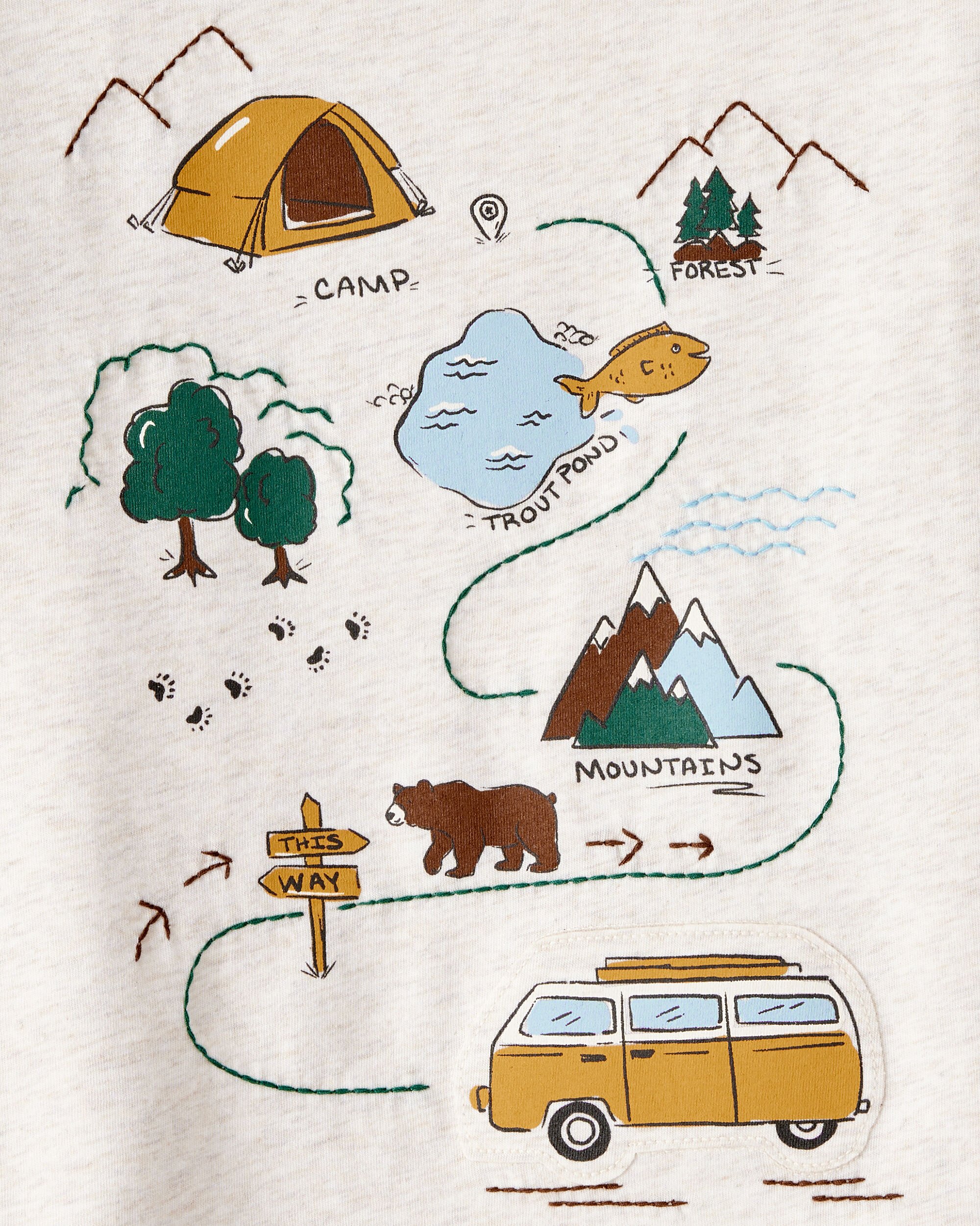 Toddler Boy Camping Short-Sleeve Graphic Tee - Ivory