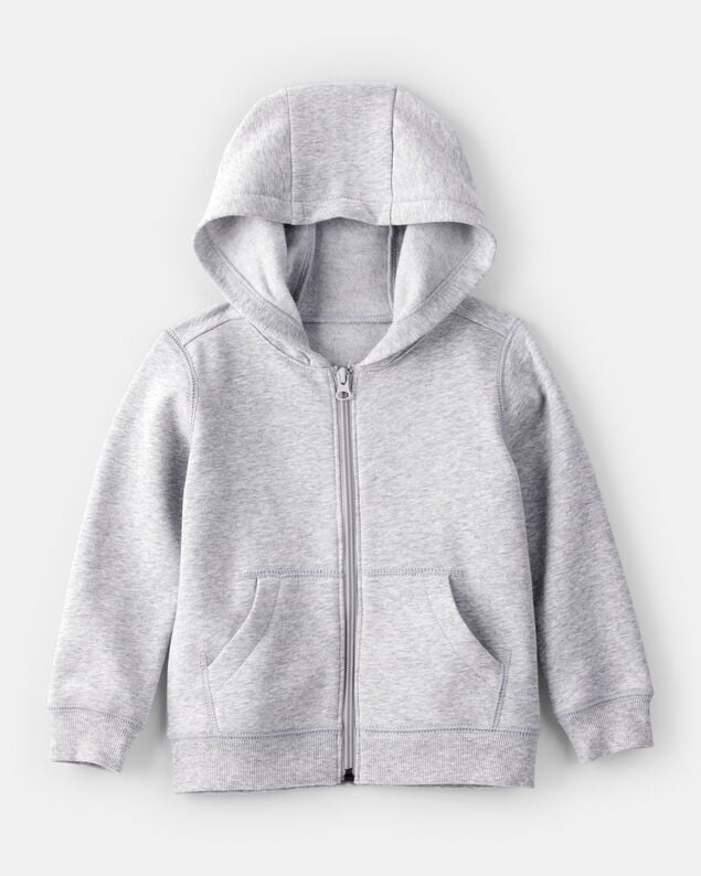 Product image 1 of Toddler Boy Solid Fleece Long-Sleeve Zip Hoodie - Grey