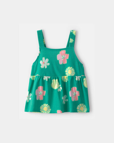 girls floral tank top - green