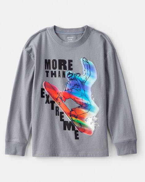 boys skateboard long-sleeve graphic tee - grey