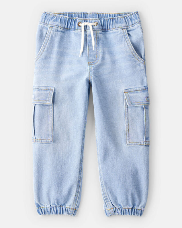 Product image 1 of Toddler Boy Mid-Rise Denim Cargo Joggers - Blue