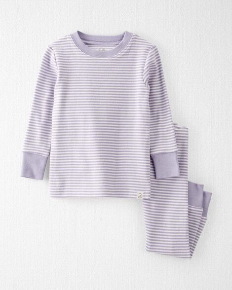 Baby Girl Striped Organic Cotton Ribbed 2-Piece Pajamas