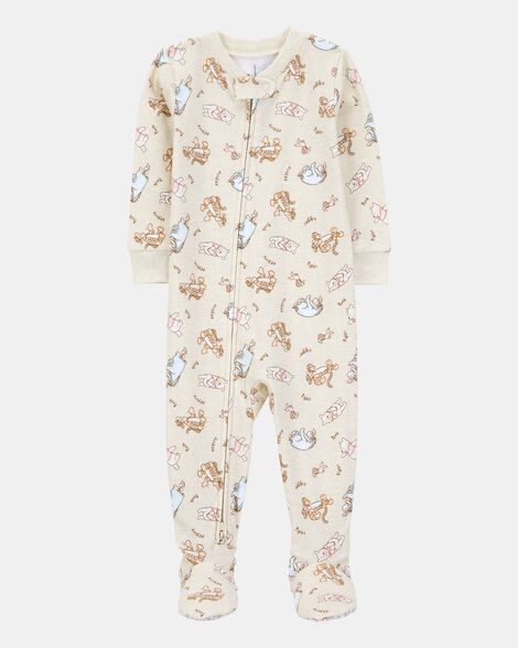 baby winnie the pooh snug fit cotton footie 1-piece pajamas