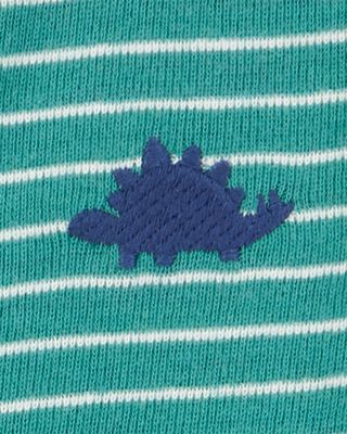 Product image 2 of Baby Dinosaur Striped Cotton Short-Sleeve Romper - Green
