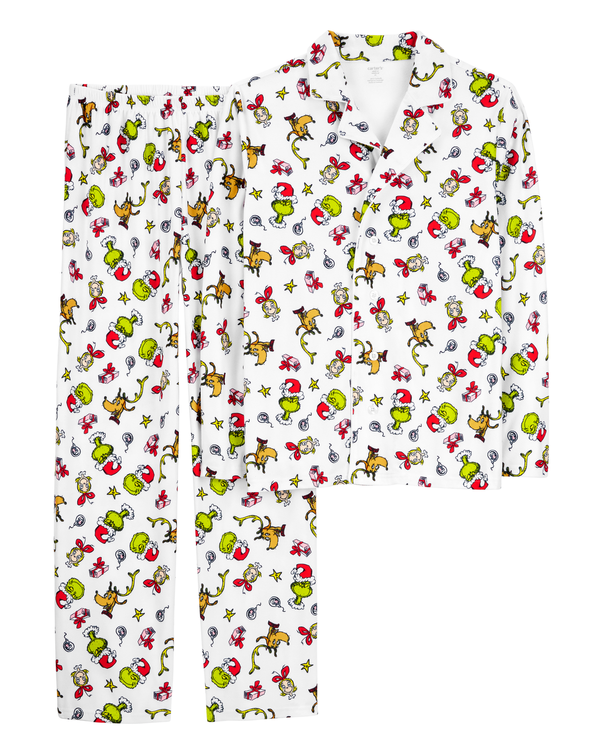 Adult 2 Piece Christmas Grinch Fleece Coat Style Pajamas Carter s Carter s