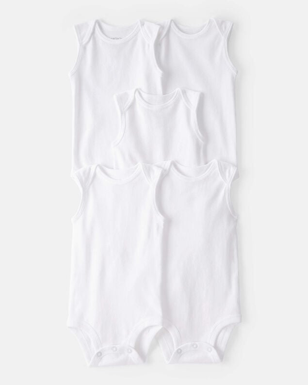 Product image 1 of Baby 5-Pack Sleeveless Bodysuits - White