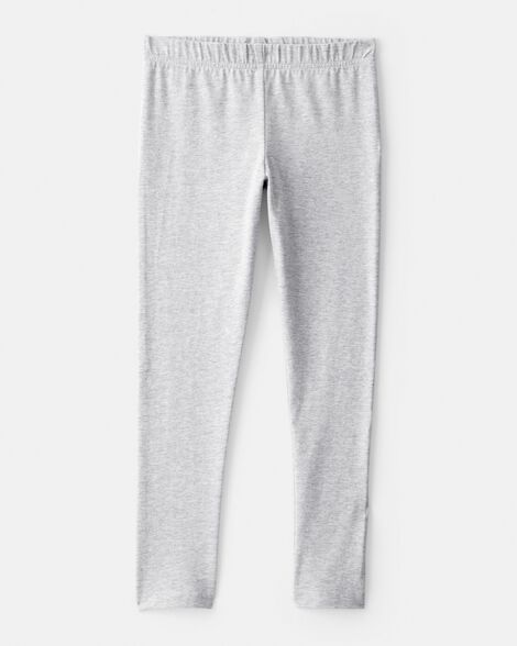 girls cotton stretch leggings - grey