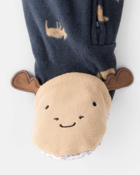 Baby Boy Walrus Loose Fit 2-Way Zip 1-Piece Pajamas - Brown