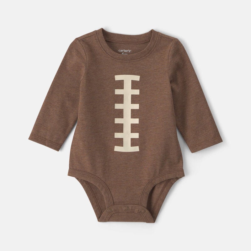 Baby Football Long-Sleeve Graphic Bodysuit - Brown
